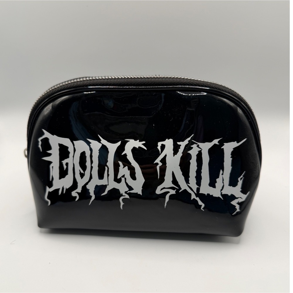 Dolls Kill Makeup Bag Womens OS Black NEW Patent Goth Cosmetic Case